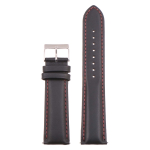 StrapsCo Classic Men's Leather Watch Band Strap (Short, Standard, Long) for Fitbit Charge 4 & Charge 3 - Standard - Black & Red