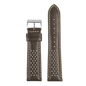 StrapsCo Perforated Rally Watch Band Strap for Fitbit Charge 4 & Charge 3 - Brown & White