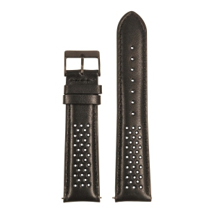StrapsCo Perforated Rally Watch Band Strap for Fitbit Charge 4 & Charge 3 - Black (Black Buckle)