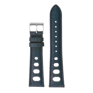 DASSARI Vintage Leather Rally Watch Band Strap for Fitbit Charge 4 & Charge 3 - Blue
