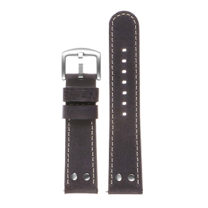DASSARI Vintage Leather Pilot Watch Band Strap w/ Rivets Fitbit Charge 4 & Charge 3 - Blue (Silver Buckle)