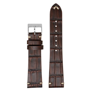 DASSARI Vintage Alligator Watch Band Strap for Fitbit Charge 4 & Charge 3 - Brown