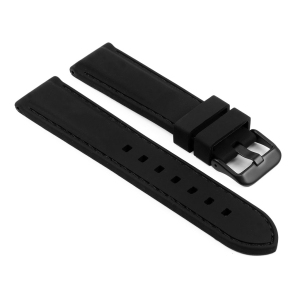 StrapsCo Silicone Rubber Watch Band Strap w/ Stitching for Fitbit Charge 4 & Charge 3 - Black (Black Buckle)