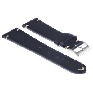 DASSARI Hand-Stitched Classic Leather Watch Watch Band Strap for Fitbit Charge 4 & Charge 3 - Blue