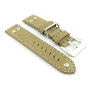 DASSARI Liberty Leather Watch Band Strap w/ Metal Keeper & Rivets for Fitbit Charge 4 & Charge 3 - Tan