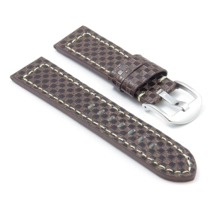 DASSARI Azure Carbon Fiber Leather Watch Band Strap for Fitbit Charge 4 & Charge 3 - Brown