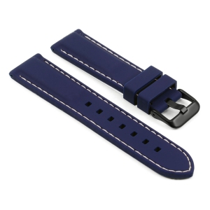 StrapsCo Silicone Rubber Watch Band Strap w/ Stitching for Fitbit Charge 4 & Charge 3 - Blue & White (Black Buckle)