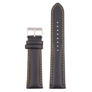 StrapsCo Classic Men's Leather Watch Band Strap (Short, Standard, Long) for Fitbit Charge 4 & Charge 3 - Standard - Black & Yellow