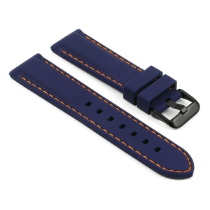 StrapsCo Silicone Rubber Watch Band Strap w/ Stitching for Fitbit Charge 4 & Charge 3 - Blue & Orange (Black Buckle)