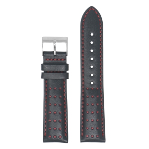 DASSARI Perforated Leather Racing Watch Band Strap for Fitbit Charge 4 & Charge 3 - Black & Red