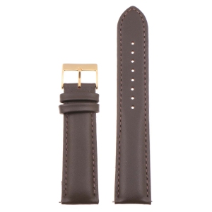 StrapsCo Classic Men's Leather Watch Band Strap (Short, Standard, Long) for Fitbit Charge 4 & Charge 3 - Standard - Brown (Yellow Gold Buckle)