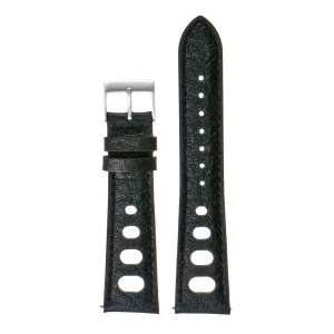 DASSARI Vintage Leather Rally Watch Band Strap for Fitbit Charge 4 & Charge 3 - Black