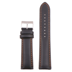 StrapsCo Classic Men's Leather Watch Band Strap (Short, Standard, Long) for Fitbit Charge 4 & Charge 3 - Standard - Black & Orange