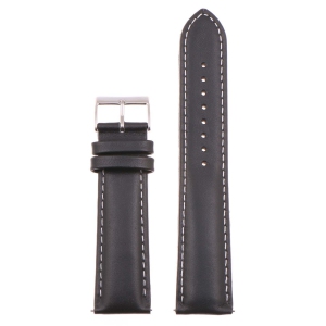 StrapsCo Classic Men's Leather Watch Band Strap (Short, Standard, Long) for Fitbit Charge 4 & Charge 3 - Standard - Black & White