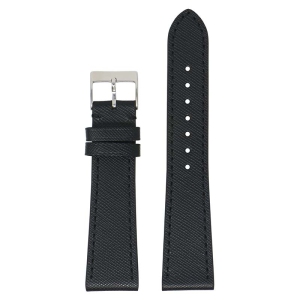 DASSARI Premium Saffiano Leather Watch Band Strap (Short, Standard, Long) for Fitbit Charge 4 & Charge 3 - Long - Black