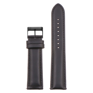 StrapsCo Classic Men's Leather Watch Band Strap (Short, Standard, Long) for Fitbit Charge 4 & Charge 3 - Standard - Black (Black Buckle)