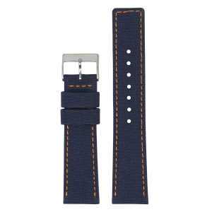 DASSARI Nylon Watch Band Strap for Fitbit Charge 4 & Charge 3 - Navy Blue & Orange