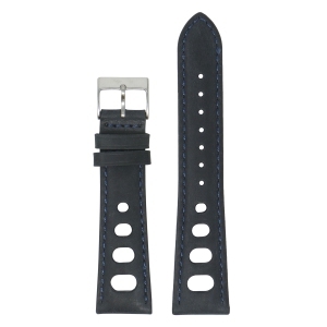 DASSARI Distressed Leather Rally Watch Band Strap for Fitbit Charge 4 & Charge 3 - Indigo Blue