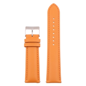 StrapsCo Classic Men's Leather Watch Band Strap (Short, Standard, Long) for Fitbit Charge 4 & Charge 3 - Standard - Orange