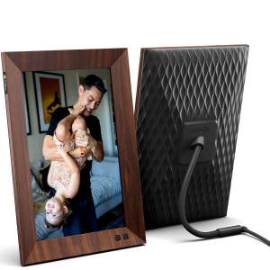 Nixplay 10.1 inch Smart Digital Photo Frame with WiFi (W10F) Wood-Effect - Share Moments Instantly via EMail or App