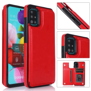 Leather Flip Wallet Case Card Holder Phone Back Cover for Samsung Galaxy S20 (Red)