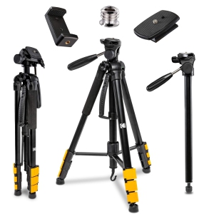 KODAK PhotoGear 2-in-1 70” Tripod & 64.5” Monopod with Remote, Travel Camera Tripod Stand