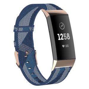 StrapsCo Woven Nylon Watch Band Strap for Fitbit Charge 4 & Charge 3 - Blue