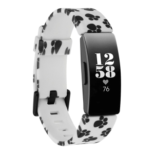 StrapsCo Print Silicone Rubber Watch Band Strap for Fitbit Inspire & Inspire HR - Short-Medium - Paw Prints