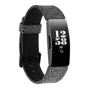 StrapsCo Print Silicone Rubber Watch Band Strap for Fitbit Inspire & Inspire HR - Short-Medium - Swirls