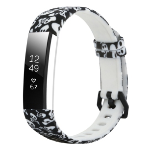 StrapsCo Print Silicone Rubber Watch Band Strap for Fitbit Alta & Alta HR - Skull and Bones
