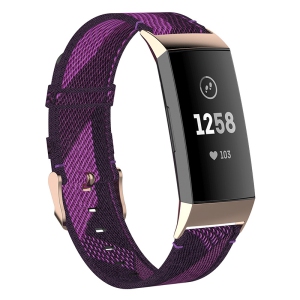 StrapsCo Woven Nylon Watch Band Strap for Fitbit Charge 4 & Charge 3 - Purple