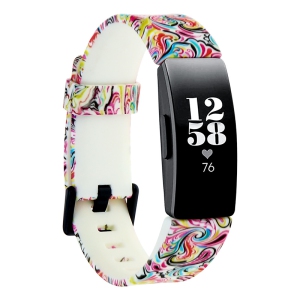 StrapsCo Print Silicone Rubber Watch Band Strap for Fitbit Inspire & Inspire HR - Medium-Long - Paisley