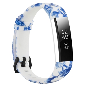 StrapsCo Print Silicone Rubber Watch Band Strap for Fitbit Alta & Alta HR - Blue Vines