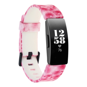 StrapsCo Print Silicone Rubber Watch Band Strap for Fitbit Inspire & Inspire HR - Medium-Long - Peonies Pink