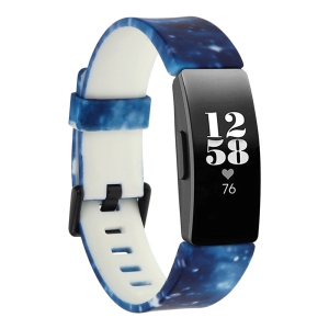 StrapsCo Print Silicone Rubber Watch Band Strap for Fitbit Inspire & Inspire HR - Medium-Long - Nebula