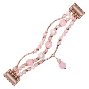 StrapsCo Decorative Crystal Bead Bracelet Band Strap with Rhinestones for Fitbit Charge 4 & Charge 3 - Rose Gold & Pink