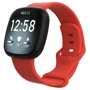 StrapsCo Silicone Rubber Infinity Watch Band Strap for Fitbit Versa 3 - Medium-Long - Red