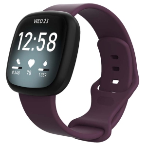 StrapsCo Silicone Rubber Infinity Watch Band Strap for Fitbit Versa 3 - Medium-Long - Dark Purple