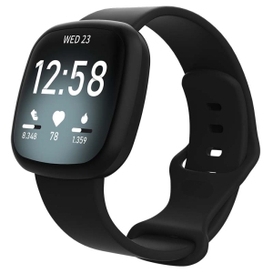 StrapsCo Silicone Rubber Infinity Watch Band Strap for Fitbit Versa 3 - Short-Medium - Black