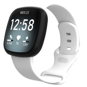 StrapsCo Silicone Rubber Infinity Watch Band Strap for Fitbit Sense - Short-Medium - White
