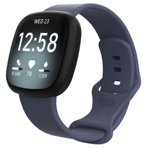 StrapsCo Silicone Rubber Infinity Watch Band Strap for Fitbit Sense - Medium-Long - Blue Grey