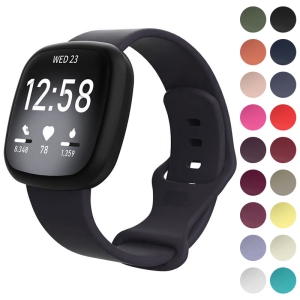 StrapsCo Silicone Rubber Infinity Watch Band Strap for Fitbit Versa 3 - Medium-Long - Midnight Blue