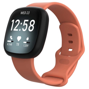 StrapsCo Silicone Rubber Infinity Watch Band Strap for Fitbit Versa 3 - Short-Medium - Pink Clay