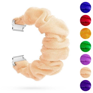 StrapsCo Fuzzy Elastic Nylon Scrunchie Watch Band Strap for Fitbit Versa & Versa 2 & Versa Lite - Beige