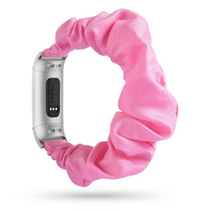 StrapsCo Elastic Nylon Scrunchie Watch Band Strap for Fitbit Charge 4 & Charge 3 - Light Pink