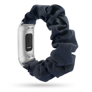 StrapsCo Elastic Nylon Scrunchie Watch Band Strap for Fitbit Charge 4 & Charge 3 - Navy