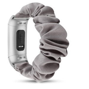 StrapsCo Elastic Nylon Scrunchie Watch Band Strap for Fitbit Charge 4 & Charge 3 - Grey