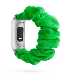 StrapsCo Fuzzy Elastic Nylon Scrunchie Watch Band Strap for Fitbit Charge 4 & Charge 3 - Green