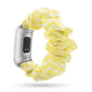 StrapsCo Elastic Nylon Scrunchie Watch Band Strap for Fitbit Charge 4 & Charge 3 - Yellow & White