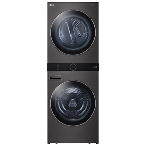 LG WashTower 5.2 Cu. Ft. AI ThinQ Steam Washer & 7.4 Cu. Ft. Sensor Dry Dryer- Energy Star (WKEX200HBA) - Black Stainless